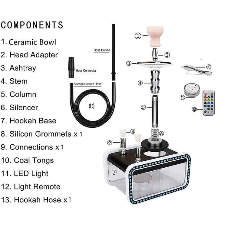 22528-YZH Acrylic Double Pipe Hookah Set