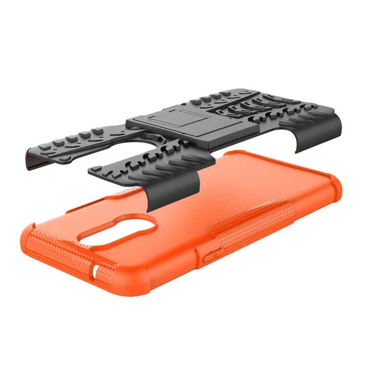 Shockproof PC + TPU Tire Pattern Case for LG K40, with Holder, For LG K40