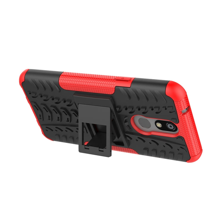 Shockproof PC + TPU Tire Pattern Case for LG K40, with Holder, For LG K40