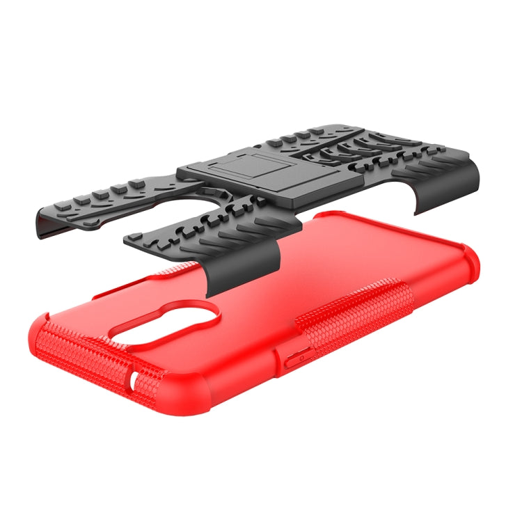 Shockproof PC + TPU Tire Pattern Case for LG K40, with Holder, For LG K40