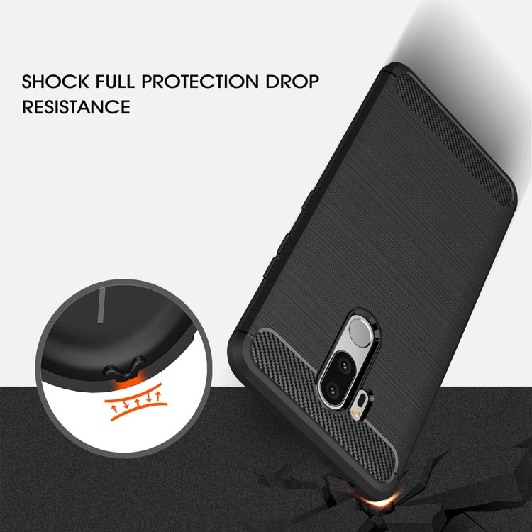 For LG G7 ThinQ Brushed Texture Carbon Fiber Shockproof TPU Protective Back Case, For LG G7 ThinQ