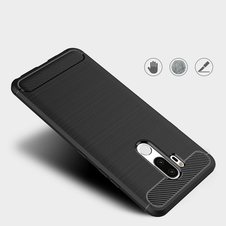 For LG G7 ThinQ Brushed Texture Carbon Fiber Shockproof TPU Protective Back Case, For LG G7 ThinQ