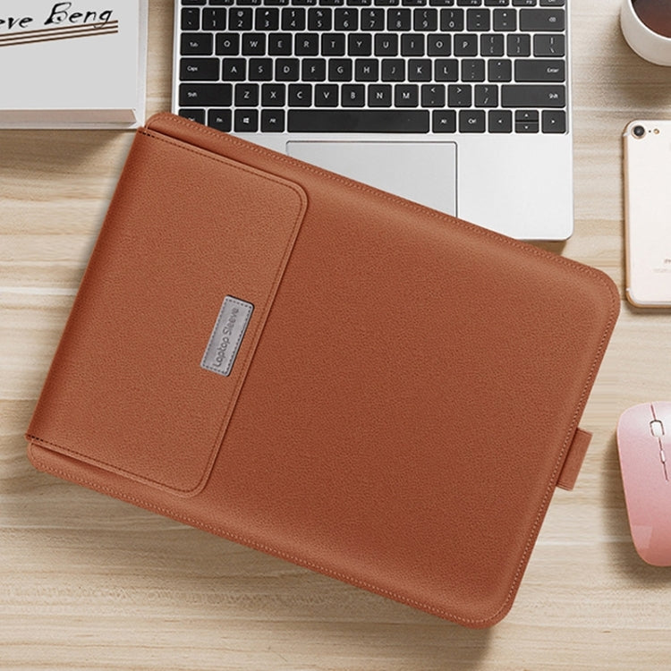 4 in 1 Universal Waterproof PU Leather Laptop Liner Bag with Handle & Stand & Pen Holder + 2 Winders + Mouse Bag + Charger Bag Set for 17 inch Laptops