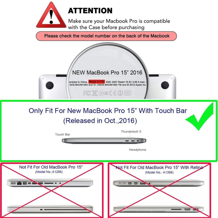 ENKAY Hat-Prince 2 in 1 Frosted Hard Shell Plastic Protective Case + US Version Ultra-thin TPU Keyboard Protector Cover for 2016 New MacBook Pro 15.4 inch with Touchbar (A1707)