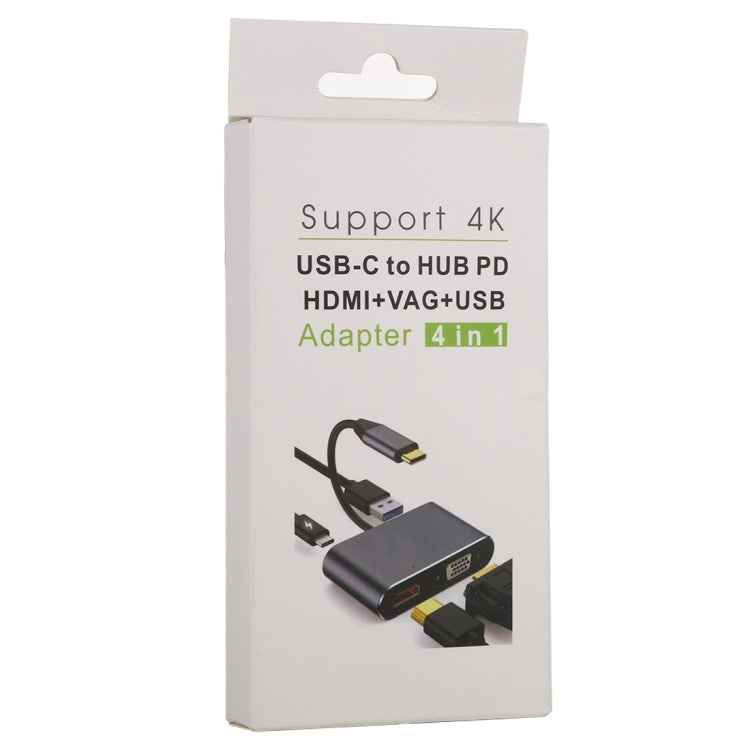 4 in 1 USB / Type-C to 4K HDMI + VGA + USB 3.0 Interface Multifunction Adapter