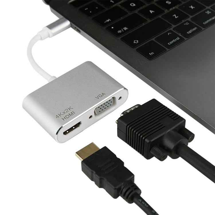 4 in 1 USB / Type-C to 4K HDMI + VGA + USB 3.0 Interface Multifunction Adapter