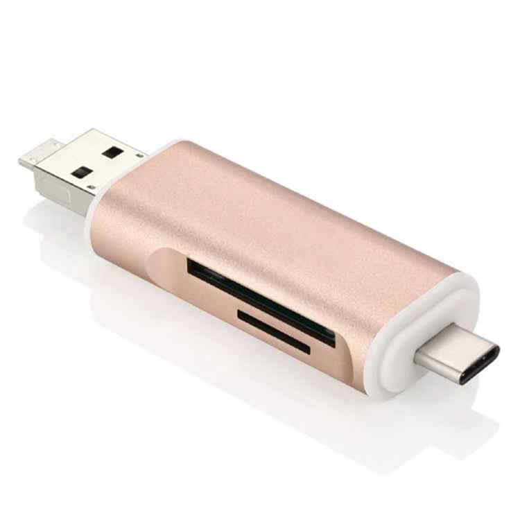 3 in 1 Type-c & Micro USB & USB 2.0 3 Ports SD / TF Card Reader for OTG Enabled Smartphones / PC