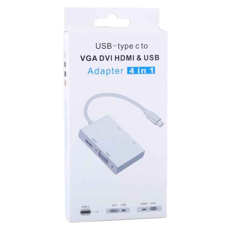 4 in 1 Hub USB-C / Type-C to VGA & DVI & HDMI & USB Adapter