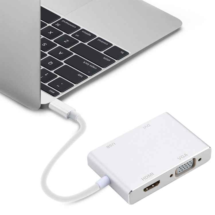 4 in 1 Hub USB-C / Type-C to VGA & DVI & HDMI & USB Adapter