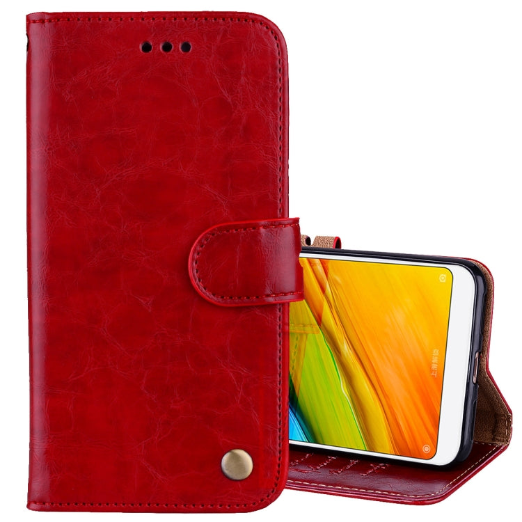 For Xiaomi Redmi 5 Oil Wax Texture Horizontal Flip Leather Case with Holder & Card Slots & Wallet