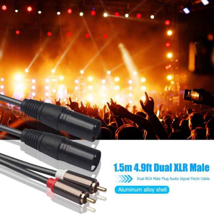 366119-15 2 RCA Male to 2 XLR 3 Pin Male Audio Cable, Length: 1.5m