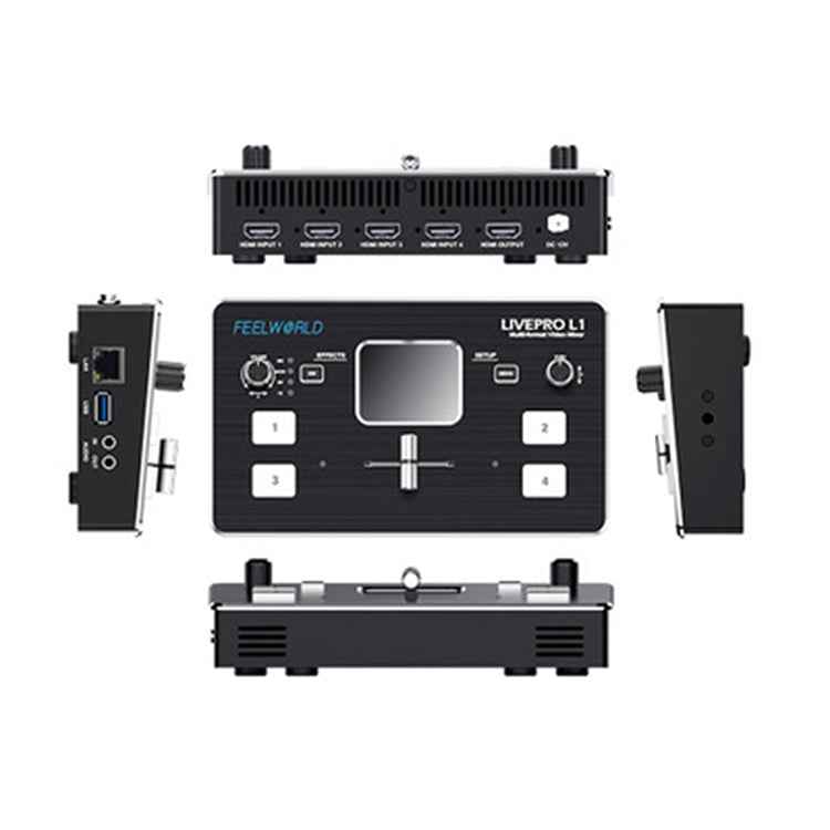 FEELWORLD LIVEPRO L1 Multi-camera Media Live Broadcast 4-Channel Live Production Switcher with 2.0 inch TFT Screen