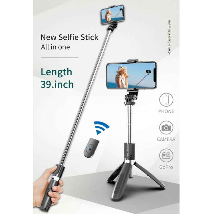 L02 100cm Multi-function Adjustable Bluetooth Self-timer Pole Tripod Selfie Stick