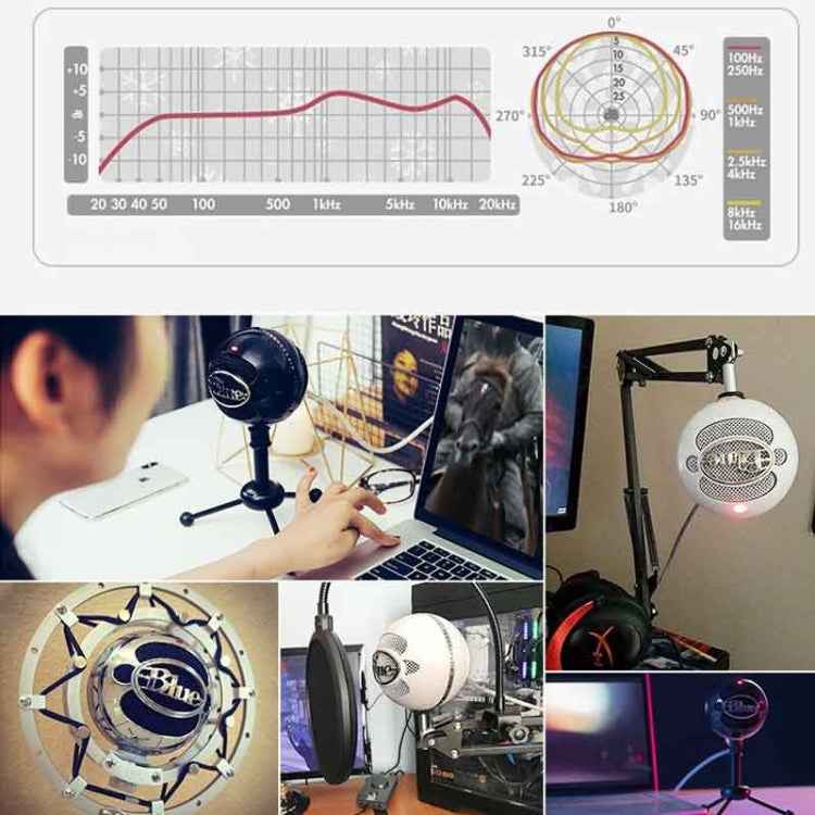 Logitech Blue Snowball-ice USB Condenser Anchor Recording Microphone