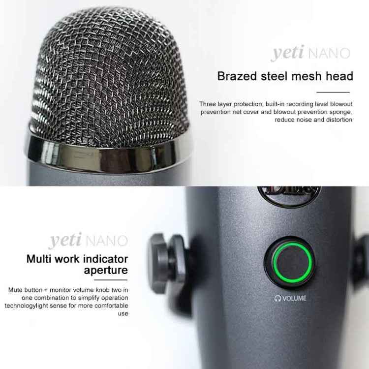 Logitech Blue Yeti Nano Condenser Digital USB Live Broadcast Microphone