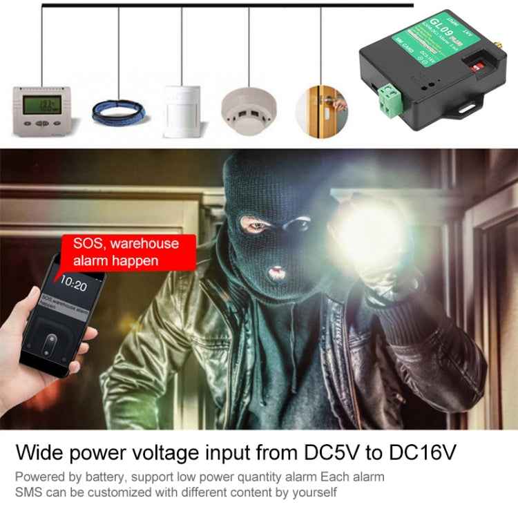 GL09 PLUS Low Standby Power Consumption 8-channel Monitoring GSM Alarm Module