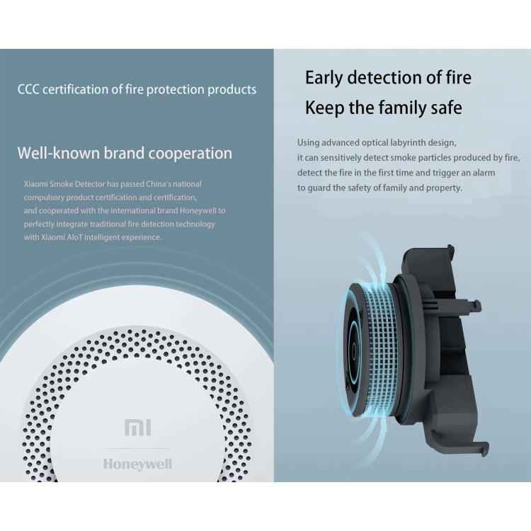 Original Xiaomi Honeywell Smart Fire Alarm Smoke Detector Alarm, Work with Xiaomi Multimode Smart Home Gateway 2 (CA1001) Mihome APP Control