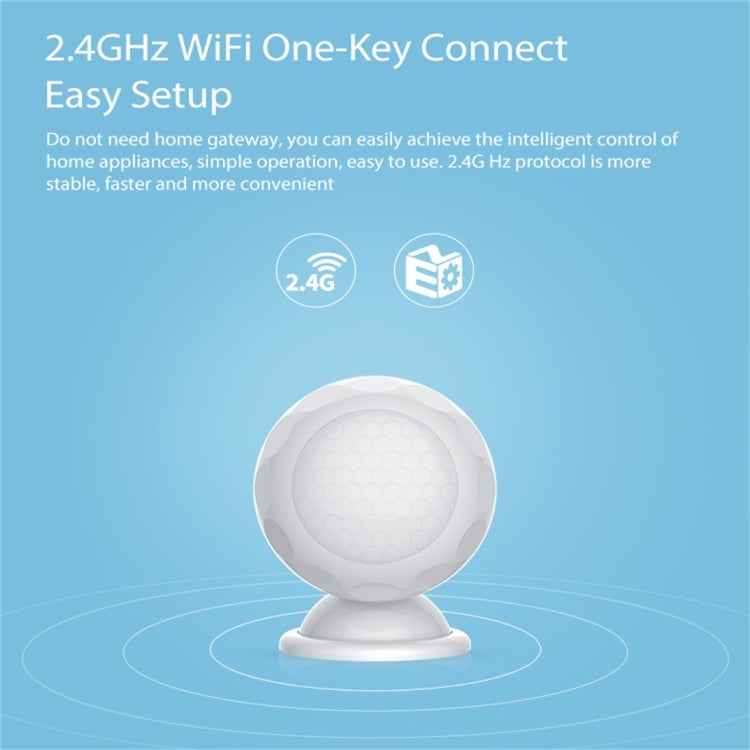 NEO NAS-PD02W Wireless WiFi PIR Detector Motion Sensor, with Magnet Bracket & Support Android / IOS systems & Ultra-bright Red LED