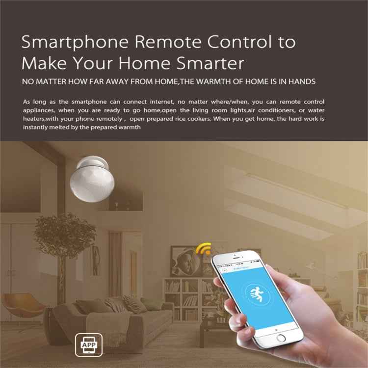 NEO NAS-PD02W Wireless WiFi PIR Detector Motion Sensor, with Magnet Bracket & Support Android / IOS systems & Ultra-bright Red LED