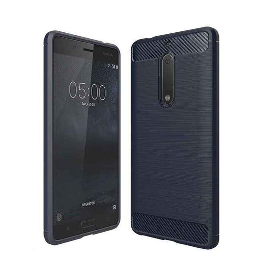 For Nokia 5 Brushed Carbon Fiber Texture Shockproof TPU Protective Cover Case