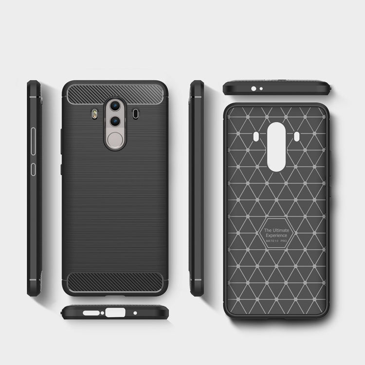 For Huawei Mate 10 Pro Brushed Texture Carbon Fiber Shockproof TPU Rugged Armor Protective Case