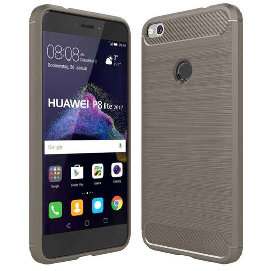 For Huawei  P8 Lite (2017) Brushed Carbon Fiber Texture Shockproof TPU Protective Case