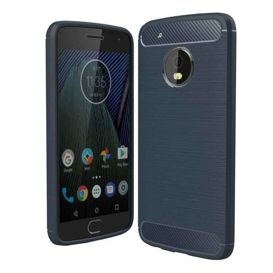 For Motorola Moto G5 Plus Brushed Carbon Fiber Texture Shockproof TPU Protective Cover Case