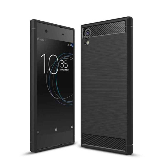 For Sony Xperia XA1 Ultra Brushed Texture Carbon Fiber Shockproof TPU Rugged Armor Protective Case