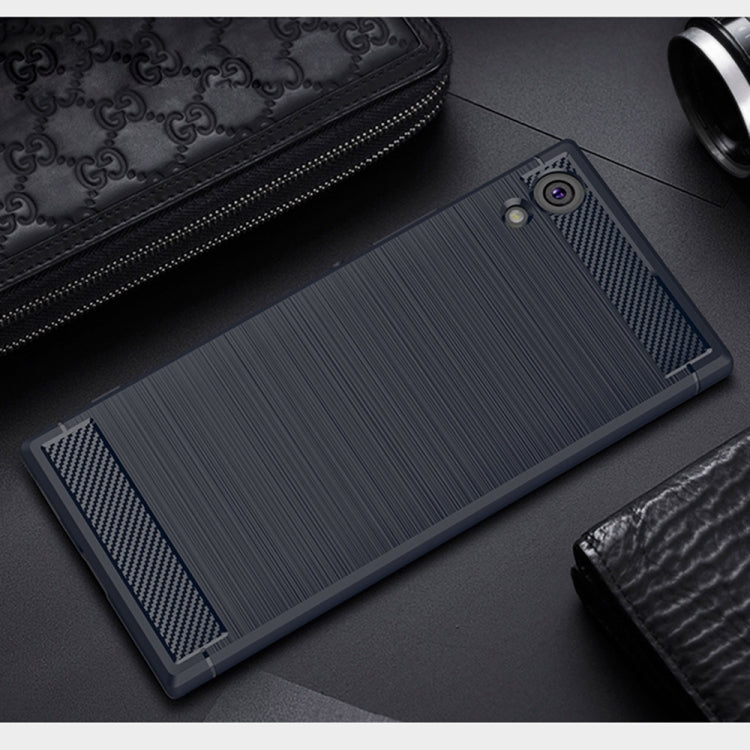 For Sony Xperia XA1 Ultra Brushed Texture Carbon Fiber Shockproof TPU Rugged Armor Protective Case
