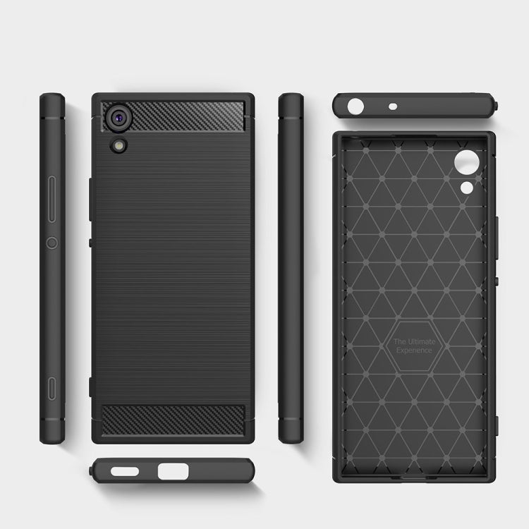 For Sony Xperia XA1 Ultra Brushed Texture Carbon Fiber Shockproof TPU Rugged Armor Protective Case