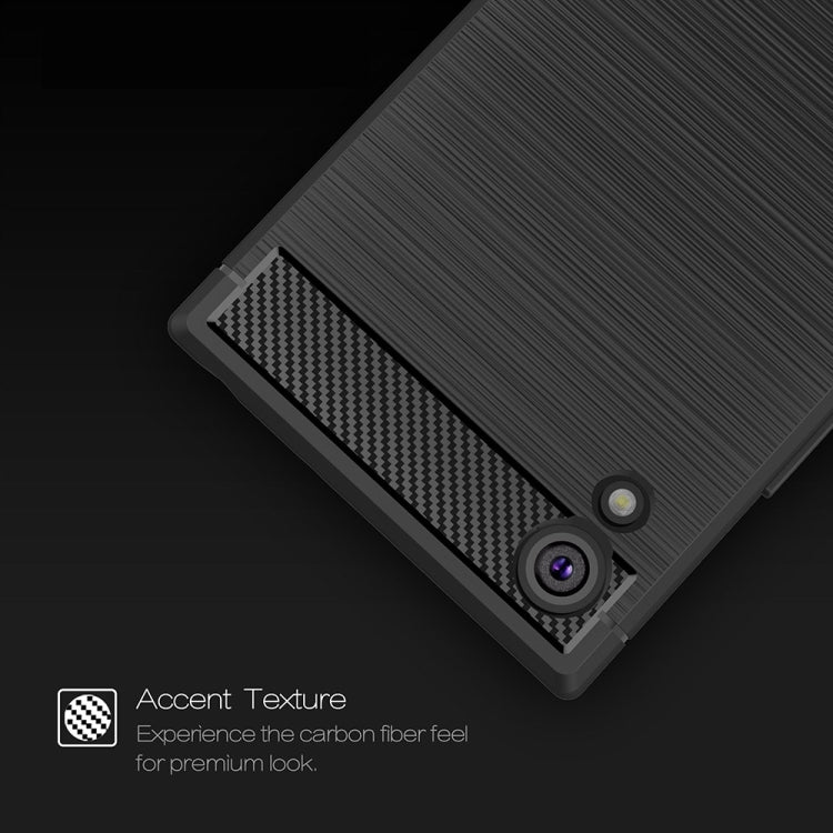 For Sony Xperia XA1 Brushed Texture Carbon Fiber Shockproof TPU Rugged Armor Protective Case