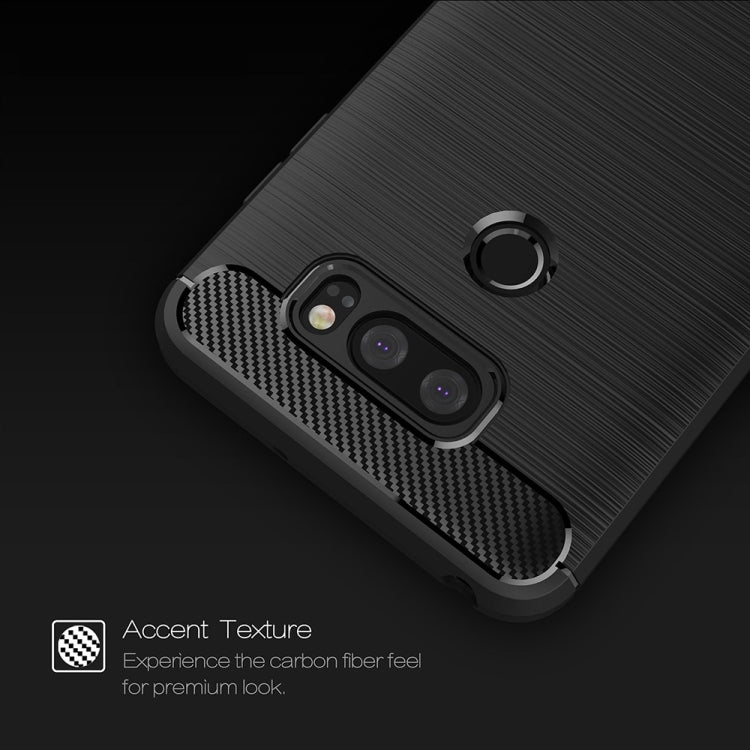 For LG V30 Brushed Texture Carbon Fiber Shockproof TPU Rugged Armor Protective Case, For LG V30