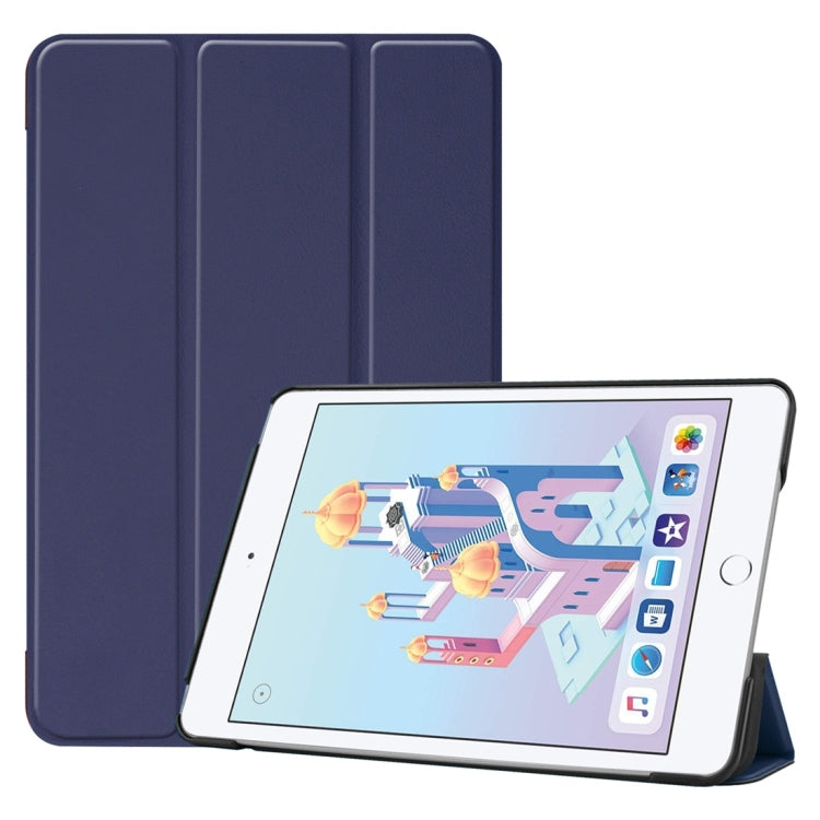 Custer Texture Horizontal Flip Smart PU Leather Case for iPad Mini 4 / Mini 5, with Sleep / Wake-up Function & Three-folding Holder