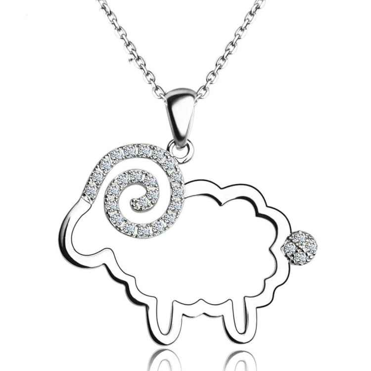 Zodiac Sheep Silver Angel Crystal Necklace