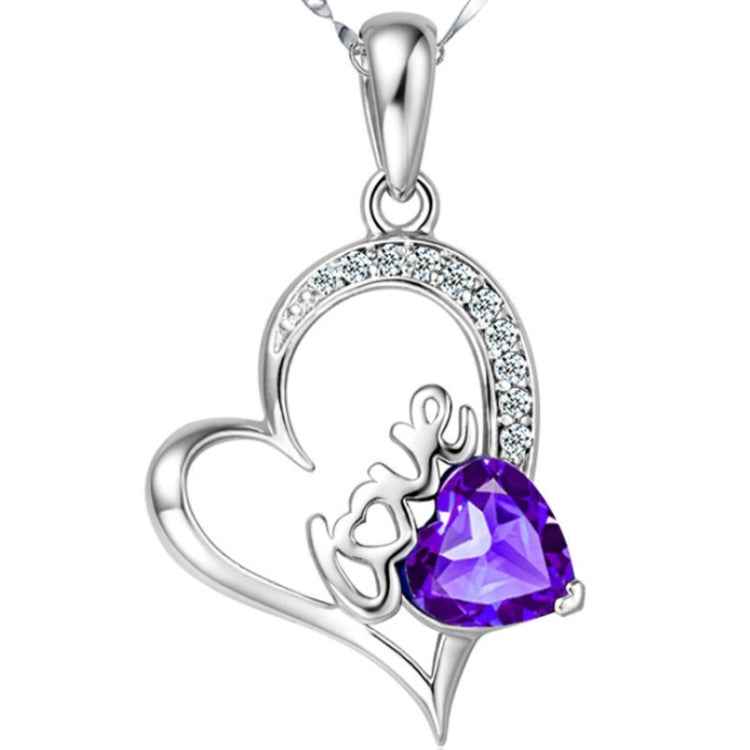 Female Models Amethyst Heart Pendant