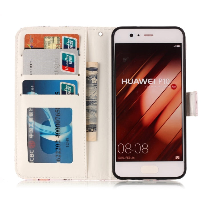 For Huawei P10 Gloss Oil Embossed Flower Elephant Pattern Horizontal Flip Leather Case with Holder & Card Slots & Wallet & Photo Frame