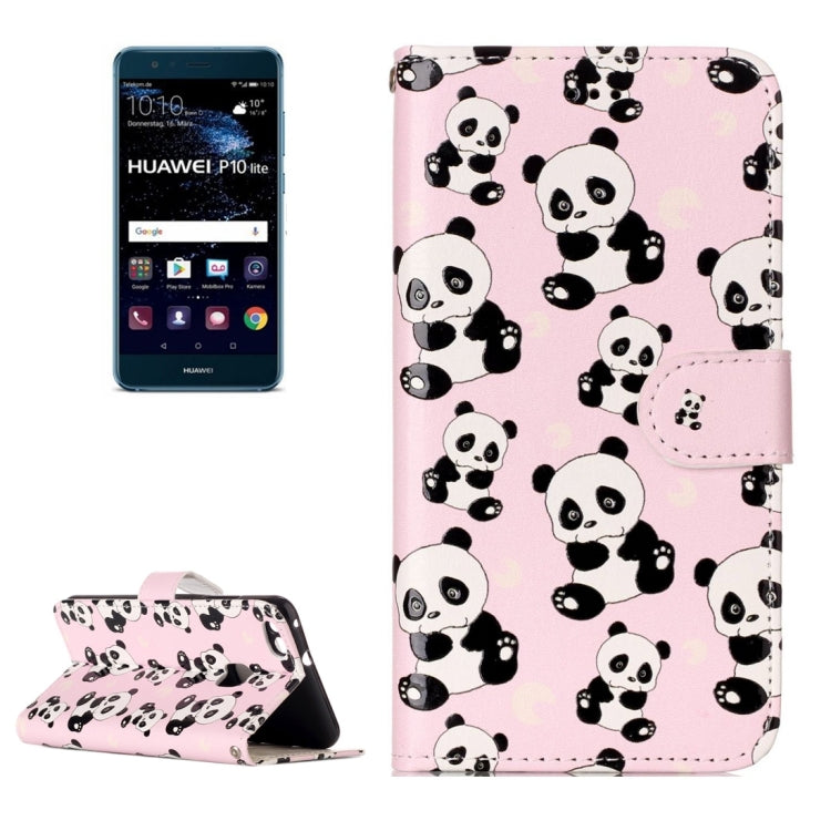 For Huawei P10 Lite Gloss Oil Embossed Panda Pattern Horizontal Flip Leather Case with Holder & Card Slots & Wallet & Photo Frame