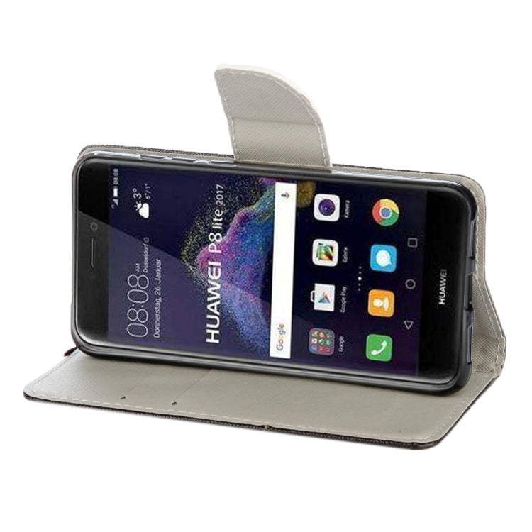 For Huawei P8 Lite (2017) & Honor 8 Lite Green Tree in Bloom Pattern Horizontal Flip Leather Case with Holder & Card Slots & Wallet