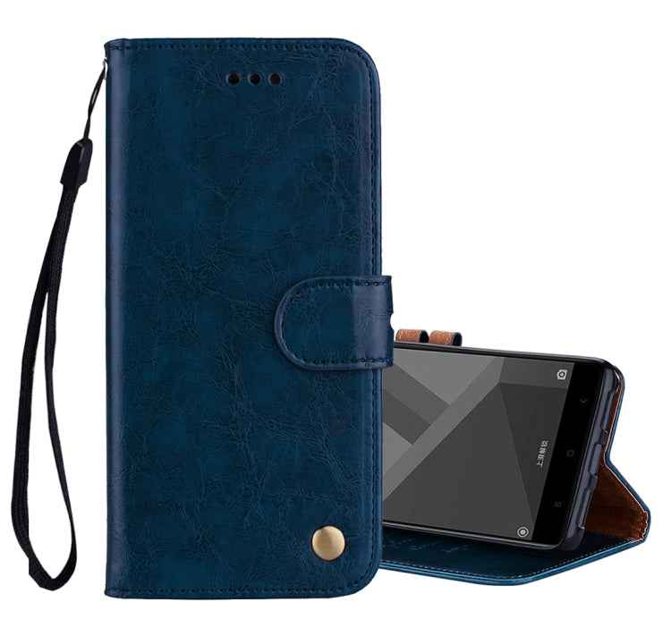 For Xiaomi Redmi Note 4X Business Style Oil Wax Texture Horizontal Flip Leather Case with Holder & Card Slots & Wallet