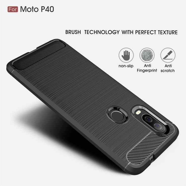 Brushed Texture Carbon Fiber TPU Case for Motorola P40