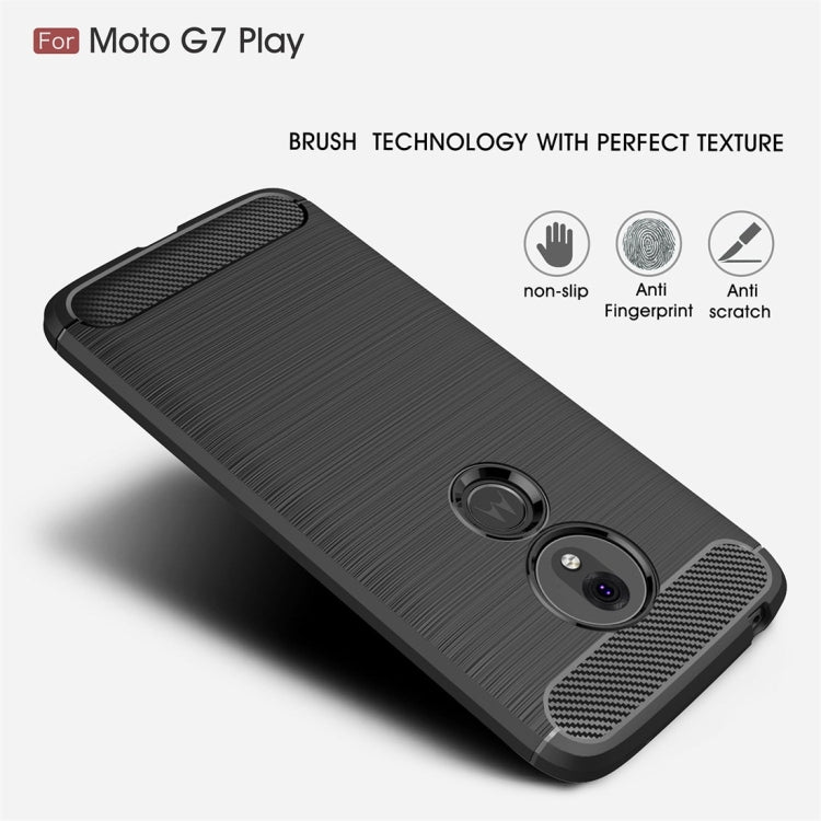 Coque en TPU à texture brossée et fibre de carbone pour Motorola Moto G7 Play (version européenne)
