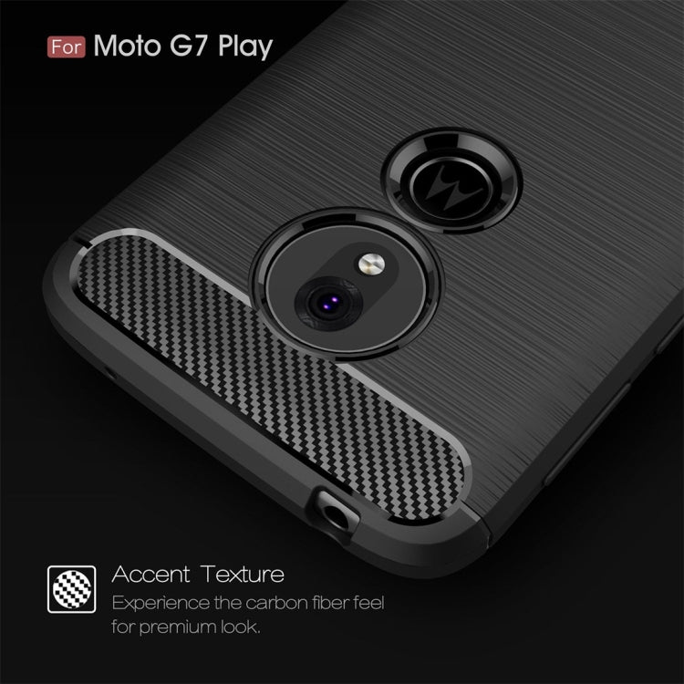 Coque en TPU à texture brossée et fibre de carbone pour Motorola Moto G7 Play (version européenne)