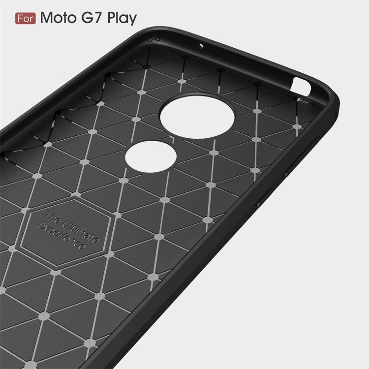 Coque en TPU à texture brossée et fibre de carbone pour Motorola Moto G7 Play (version européenne)