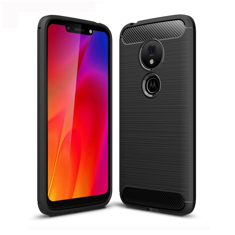 Coque en TPU à texture brossée et fibre de carbone pour Motorola Moto G7 Play (version européenne)
