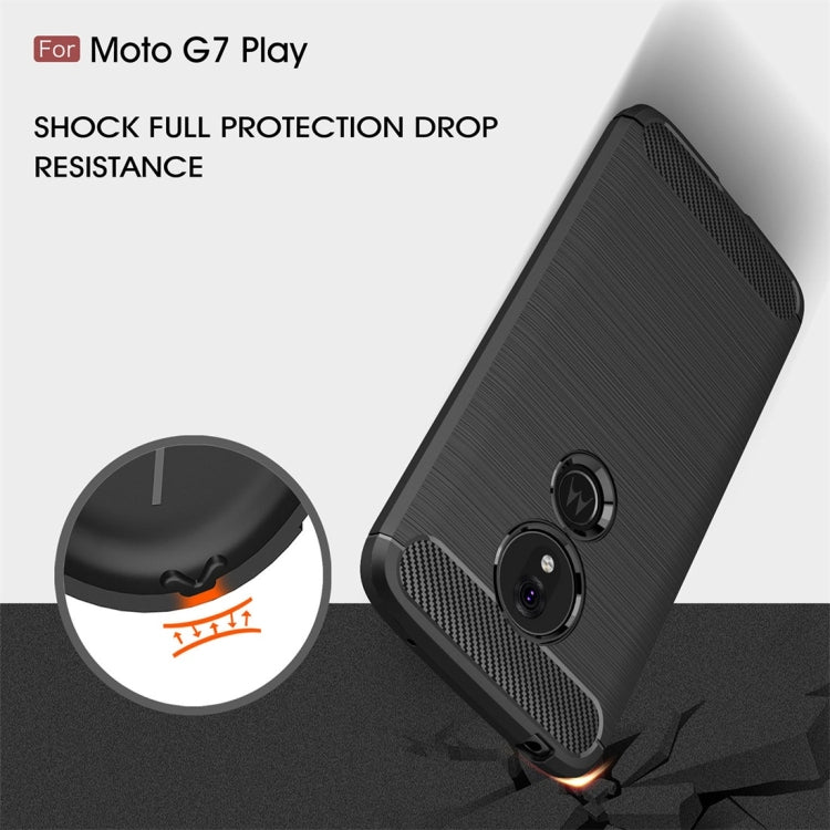 Coque en TPU à texture brossée et fibre de carbone pour Motorola Moto G7 Play (version européenne)