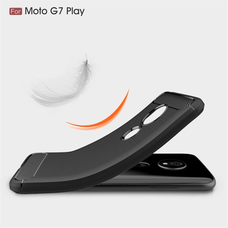 Coque en TPU à texture brossée et fibre de carbone pour Motorola Moto G7 Play (version européenne)