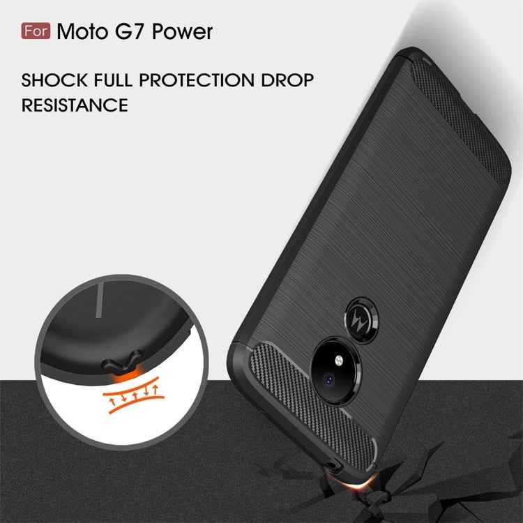 Brushed Texture Carbon Fiber TPU Case for Motorola Moto G7 Power US Version