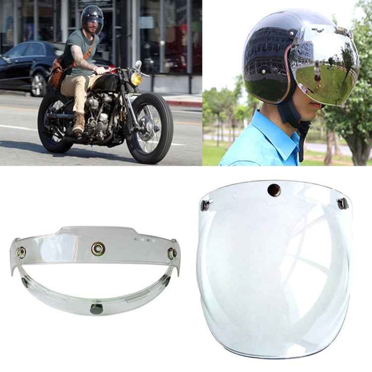 Soman Motorcycle Bubble Visor Open Face Helmet Visor Helmet Windshield Shield with Transparent Frame