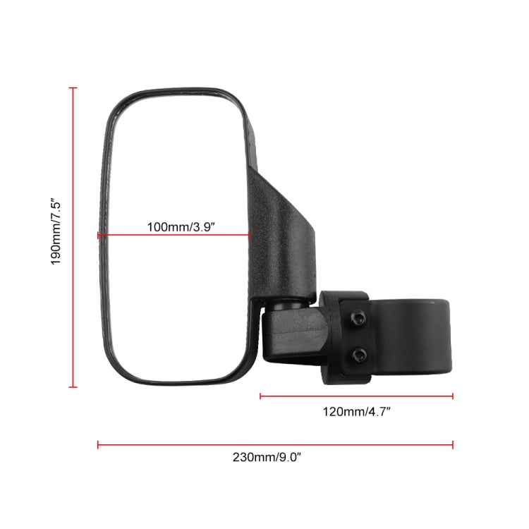 MB-MR016-BK 2 PCS Motorcycle UTV Modified Side View Mirrors for UTV with 1.75 inch and 2 inch Roll Cage