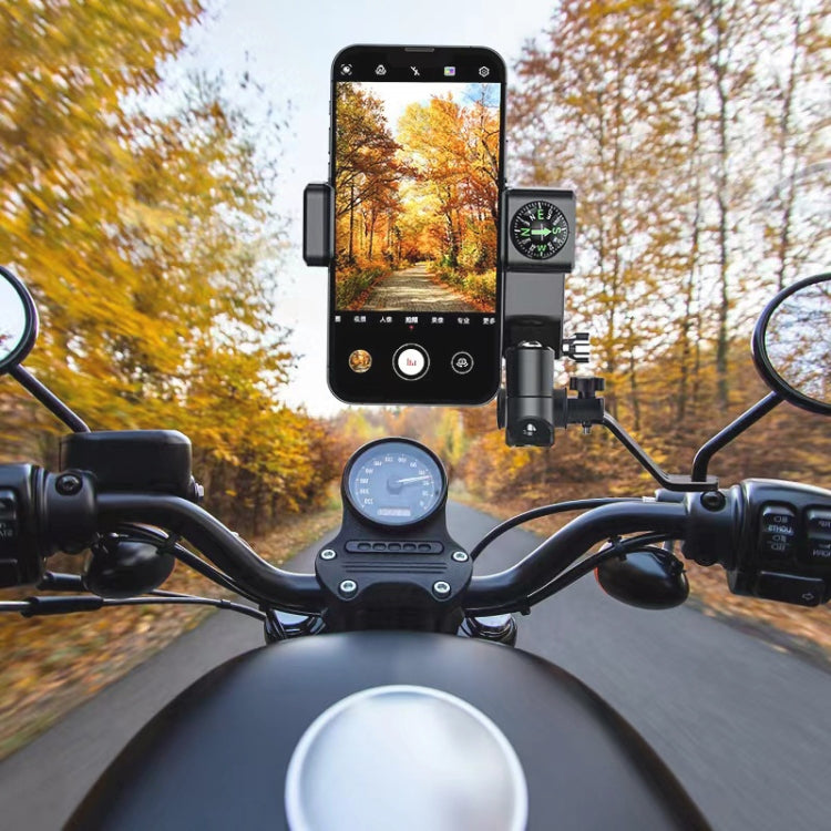 Motorcycle Spherical Compass Phone Holder, Rearview Mirror without Light